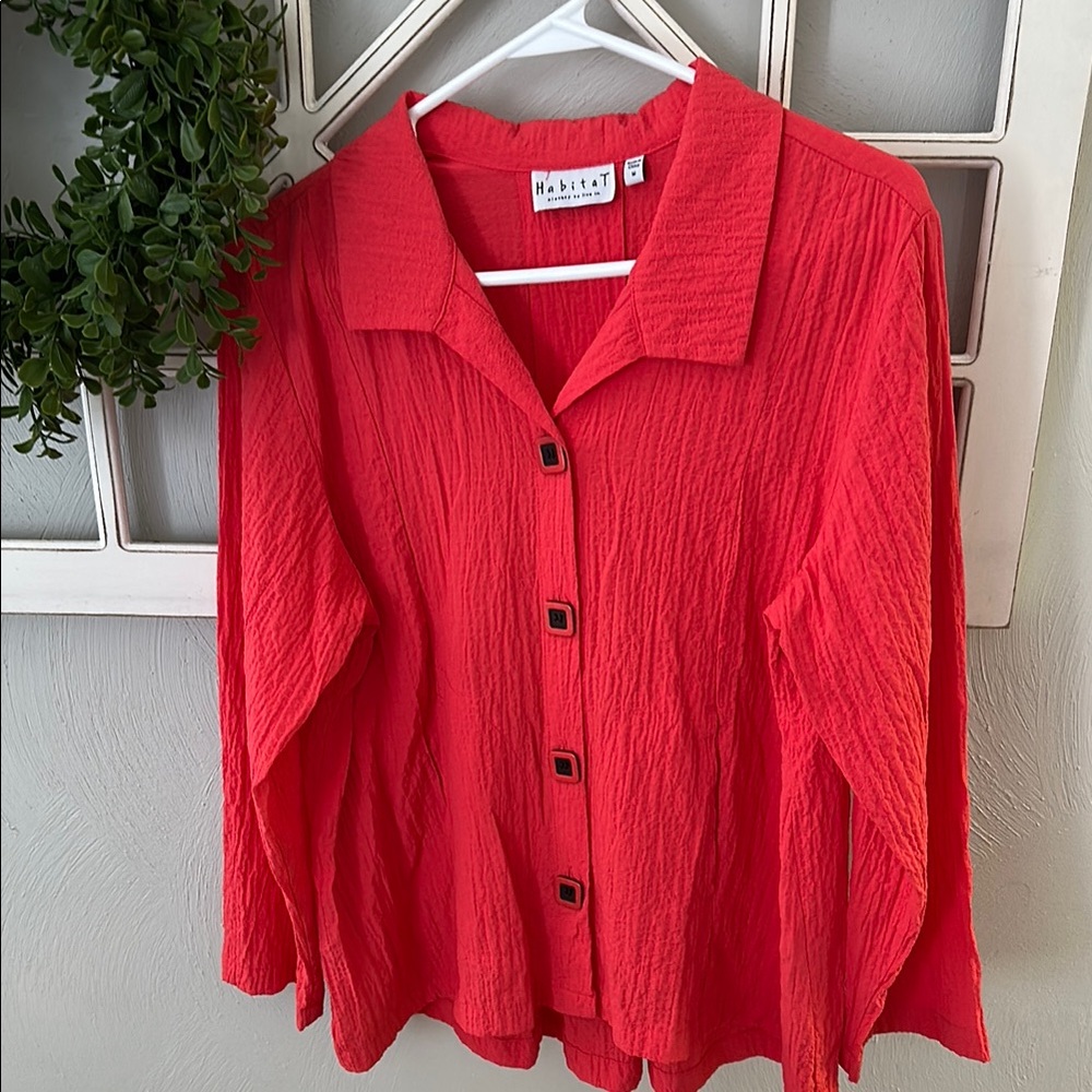 Habitat Women's Red Button-Up Top